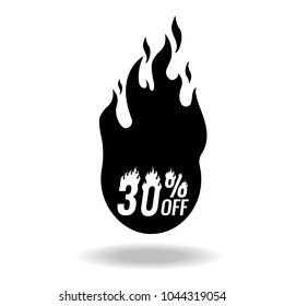 Fire Icon. Flat black pictogram. Illustration symbol. with interest