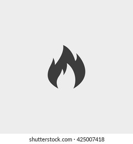 Fire  icon in a flat design in black color. Vector illustration eps10