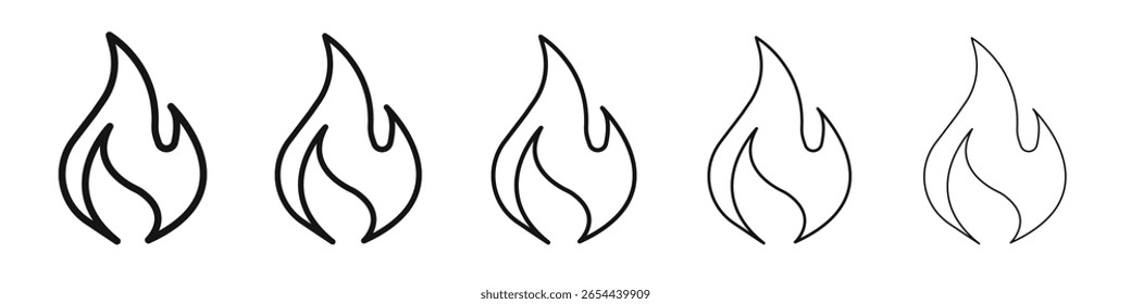 Logotipo de conjunto de ilustración plana de icono de fuego