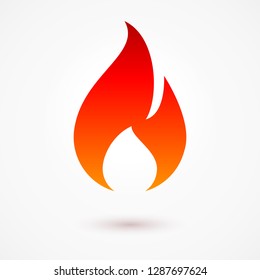Fire Icon in Flat Style. Illustration for Creative Design Idea with Shadow Effect