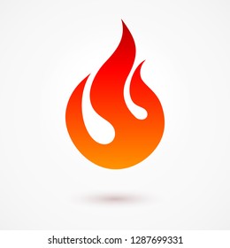 Fire Icon in Flat Style with Shadow Effect. Illustration for Creative Design