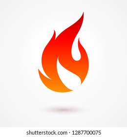 Fire Icon in Flat Style with Shadow Effect. Illustration for Design