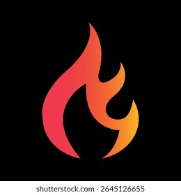 Icône feu avec concept de conception d'Image vectorielle de dégradé. Icône Inflammable, Symbole De Flamme À Plat Sur Fond Noir. 