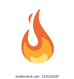 Fire icon. Hot burning flame. Heat and blaze sign. Fiery light. Flammable warning symbol, pictogram. Orange and yellow campfire. Colored flat vector illustration isolated on white background