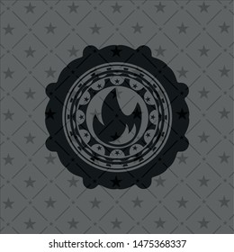 fire icon inside black emblem. Vintage.