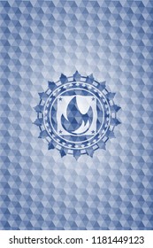 fire icon inside blue badge with geometric pattern background.