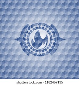 fire icon inside blue badge with geometric pattern background.