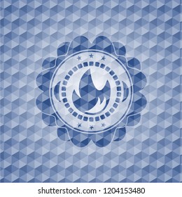 fire icon inside blue badge with geometric pattern background.