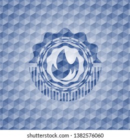 fire icon inside blue hexagon badge.
