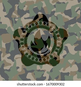 fire icon inside camouflage emblem