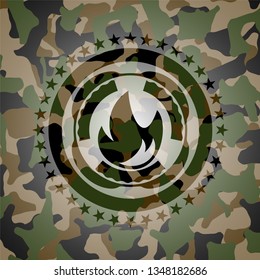 fire icon inside camouflage texture