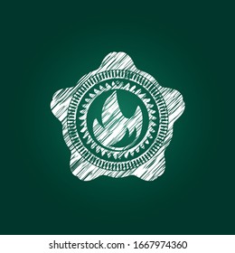 fire icon inside chalkboard emblem