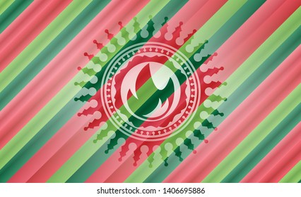 fire icon inside christmas colors badge.