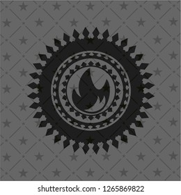 fire icon inside dark badge or emblem