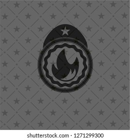 fire icon inside dark badge or emblem
