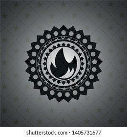 fire icon inside dark emblem. Retro