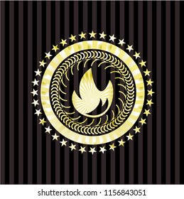 fire icon inside gold badge or emblem