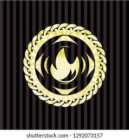 fire icon inside gold emblem or badge