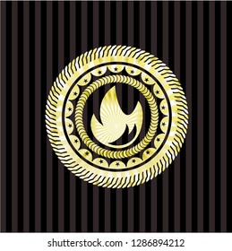 fire icon inside gold shiny emblem