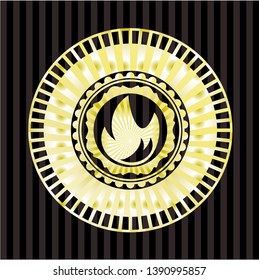 fire icon inside gold shiny emblem