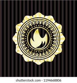 fire icon inside golden badge or emblem