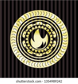 fire icon inside golden badge or emblem