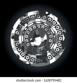 fire icon inside grey camouflage texture