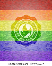 fire icon inside lgbt colors emblem 