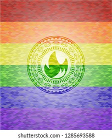 fire icon inside lgbt colors emblem 
