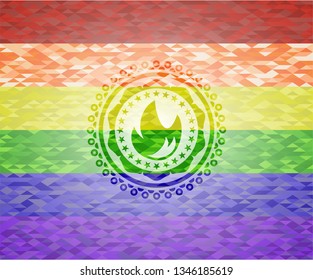 fire icon inside lgbt colors emblem 