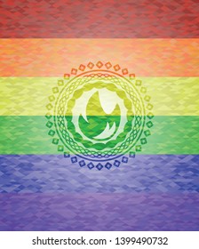 fire icon inside lgbt colors emblem 