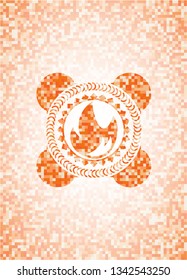 fire icon inside orange mosaic emblem