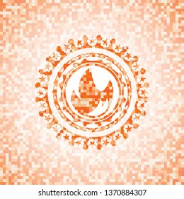 fire icon inside orange mosaic emblem