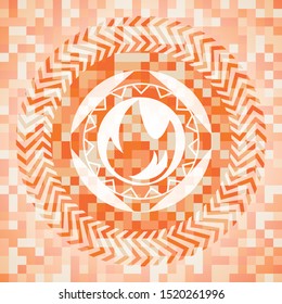 fire icon inside orange mosaic emblem