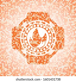 fire icon inside orange mosaic emblem