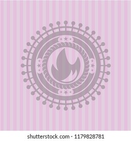 fire icon inside pink emblem. Vintage.