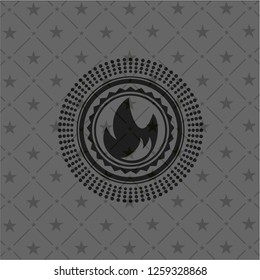 fire icon inside realistic dark emblem