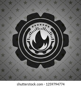fire icon inside realistic dark emblem