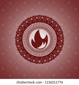 fire icon inside red emblem. Retro