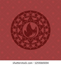 fire icon inside red emblem. Vintage.