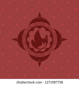 fire icon inside red emblem. Vintage.