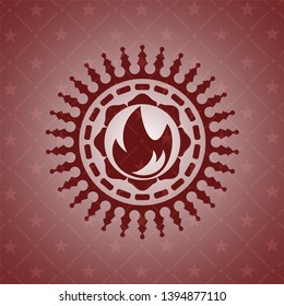 fire icon inside red emblem. Retro
