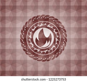 fire icon inside red geometric badge. Seamless.