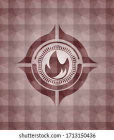icono de fuego dentro del emblema geométrico rojo. Sin inconvenientes. 