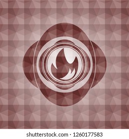 fire icon inside red seamless geometric badge.