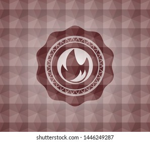 fire icon inside red seamless badge with geometric background.