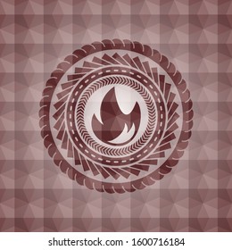 fire icon inside red seamless badge with geometric pattern background.
