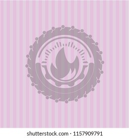 fire icon inside retro pink emblem