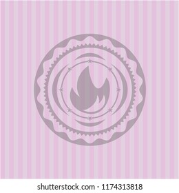 fire icon inside retro pink emblem