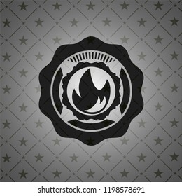 fire icon inside retro style black emblem